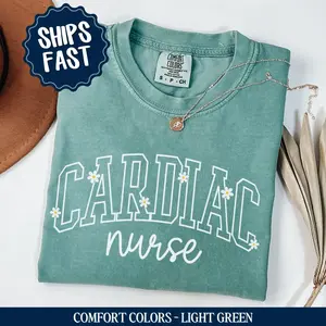 Comfort Colors® Women's Cardiac Nurse Shirt Cardiovascular Nurse Gift for CVICU Nurses Trendy Cotton Crewneck Tshirt Fit Flat Top