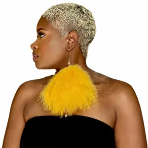 Feather Earrings.Gold Plumes Fluffy Marabou Down Short Tassel Feather Earrings