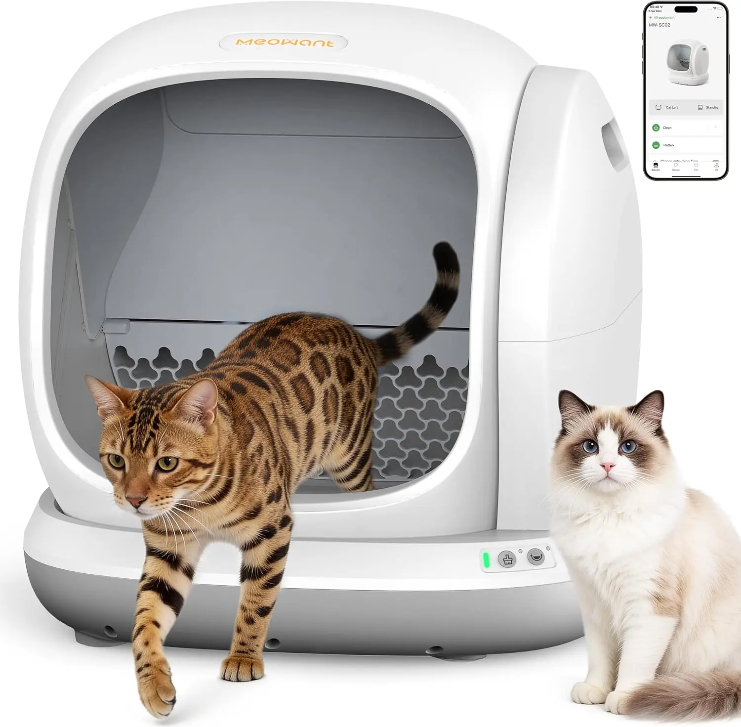 Meowant SC02 75L Large Automatic Self-Cleaning Cat Litter Box with Pee Guard, Odor Control, Anti-Pinch Design, Easy Installation, Auto-Clean Function, Scented Gel Fresh for Multiple Cats