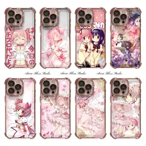 Anime Madoka Magica Cute Kaname Madoka Phone Cases For iPhone 17 Promax Air 16 15 14 Pro Max Plus 13 12 11 Pink Transparent Electroplate TPU Shockproof Protective Cover Gifts For Birthday Valentine Christmas Thanksgiving Halloween