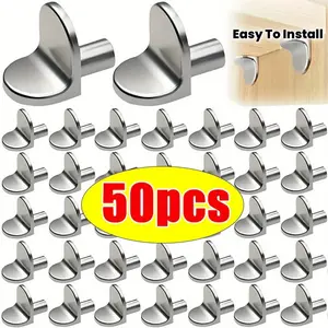 50pcs of Sturdy Metal Shelf Support Pegs - Easy to Install Cabinet Shelf Brackets Suitable for Kitchens, Wardrobes, Closets, Bookshelf Partitions, And Laminated Plate Brackets - Adaptable Shelving Hardware Anchors