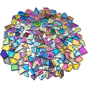 200g Irregular Stained 0.2"x0.8" Ceramic Porcelain Mosaic Tiles for Crafts Home Decoration (Rainbow)