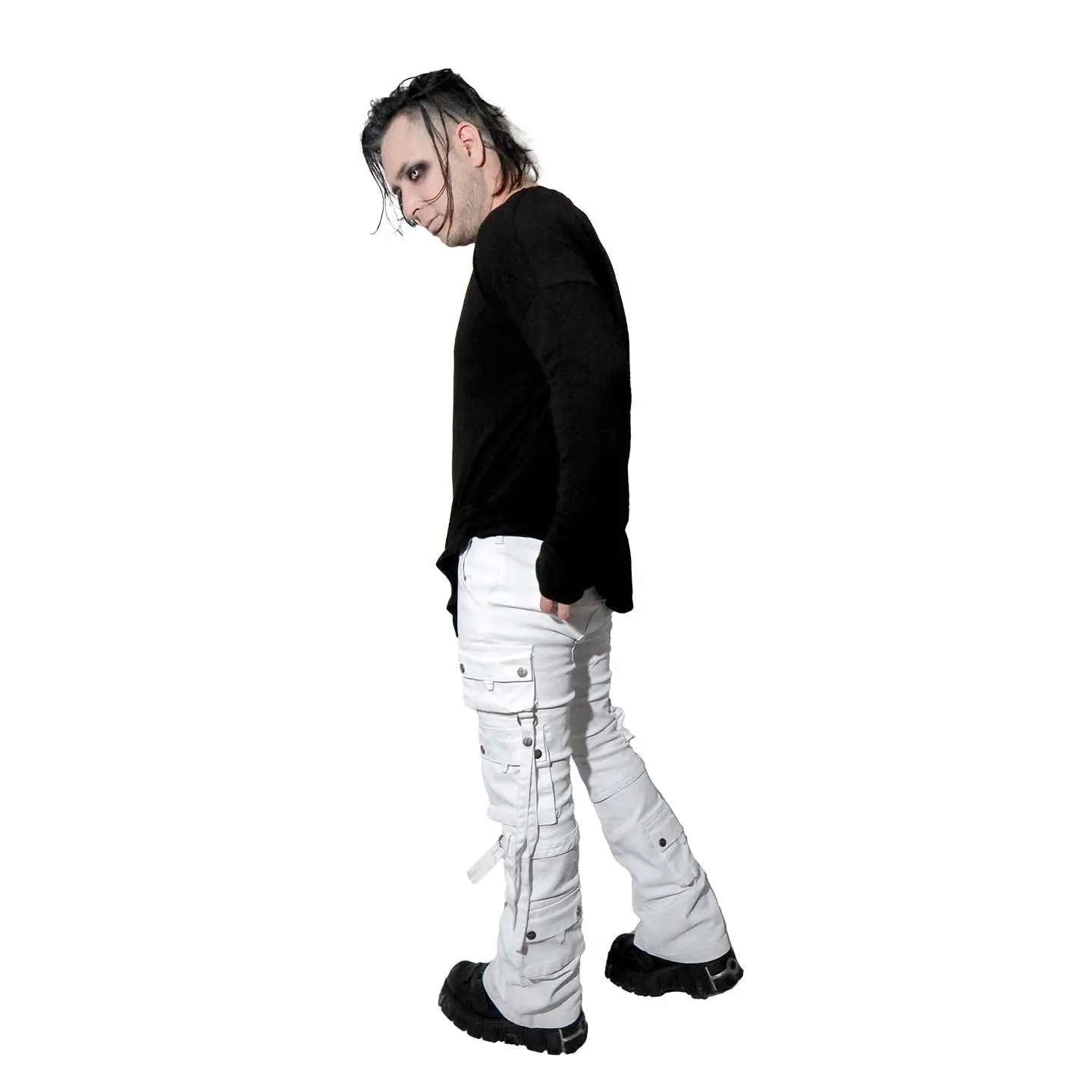 Future Division Wasted Waxed Unisex Cargo Jeans in White