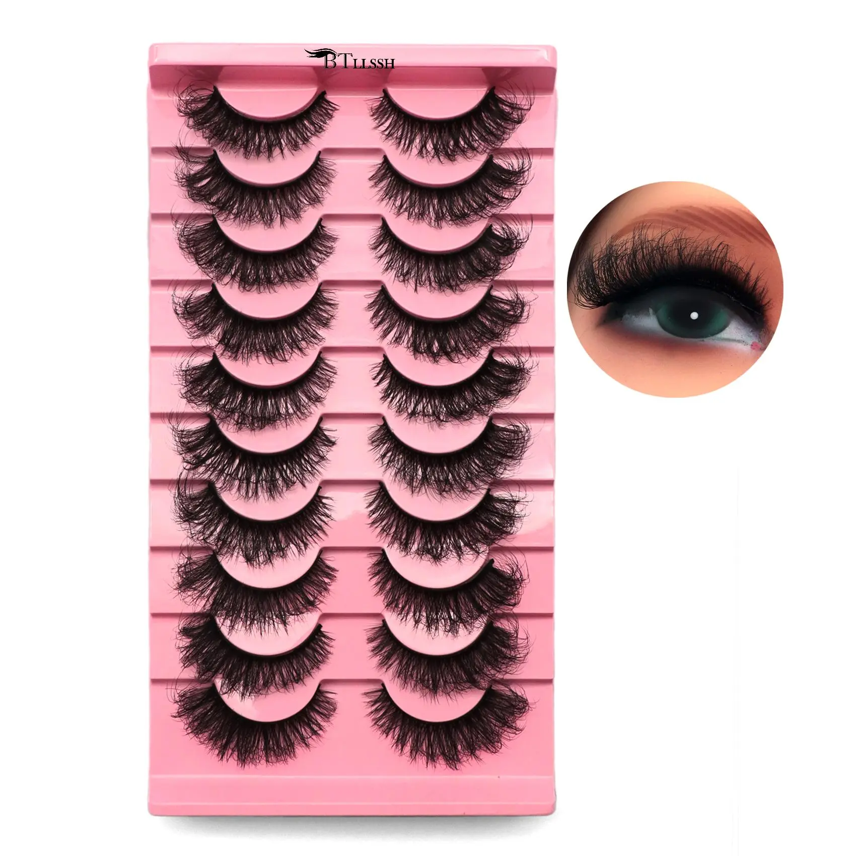 Full Volume Eyelash for Lashes Extensions, 10 Pairs 16mm Fluffy Strip Cosmetic False Lashes, Women and Girls Eye Makeup Enhancement Products, Longer Looking Eyelashes