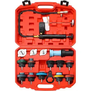 18PCS Radiator Pressure Tester Kit| Coolant Pressure Tester Kit,Radiator Pressure Pump Cooling System Car Leak Tester Detector Tool Tank Adapter Auto Coolant Vacuum Purge Head Gasket
