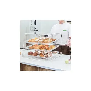 VEVOR Pastry Display Case, 3-Tier Commercial Countertop Bakery Display Case, Acrylic Display Box with Rear Door Access Removable Shelves, Keep Fresh for Donut Bagels Cake Cookie, 20.7x17x16.3