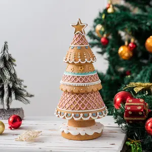 Gingerbread Christmas Tree Desktop Decoration, Festive Home Living Room Prop, Holiday Seasonal Decorative Item, Unique Tabletop Ornament