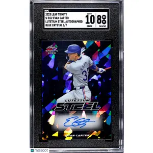 2023 Leaf Trinity Evan Carter #S-EC2 Lutetium Steel Blue Crystal SGC 8 Auto 10
