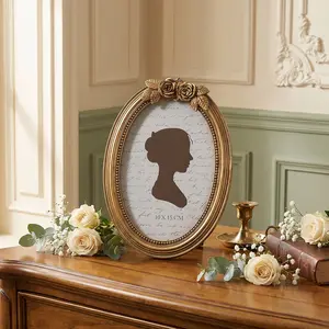 Modern Creative Resin Oval Rose Frame Photo Frame, Multiple Styles Available, Simple Home Desktop Decor, Bedroom Office Desk Decoration, Home Decor Accessory