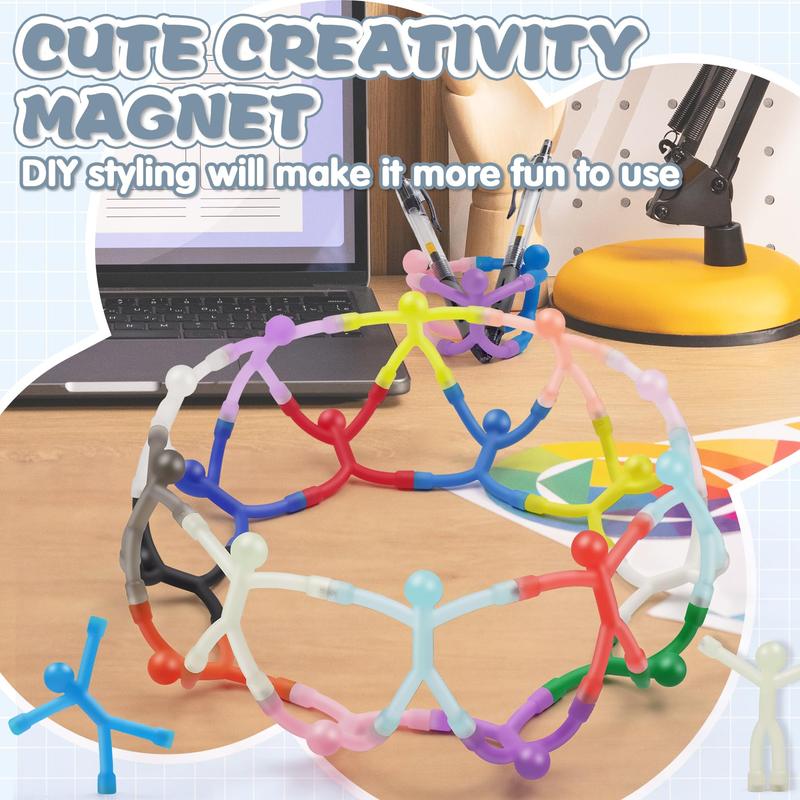 EFFUN 10Pcs Colorful Magnetic Men for Kids – Flexible Fridge Magnets & Fidget Toys, Creative Magnetic People for Fun Decoration on Refrigerator, Whiteboard, or Office