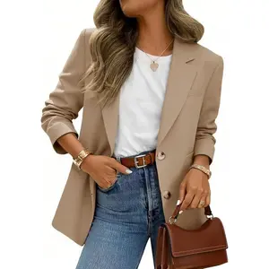 Womens Business Casual Blazers Long Sleeve Button Down Work Suit Jackets Lapel Collared Lightweight Blazer