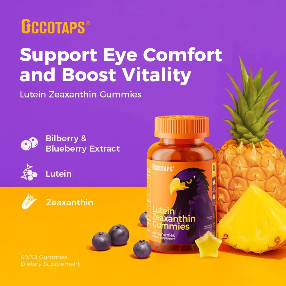 Lutein Gummy Eye health vitamins - Sugar-free lutein and zeaxanthin gummy supplements for clear vision, relief of dry eyes, and blue light support for adults and children