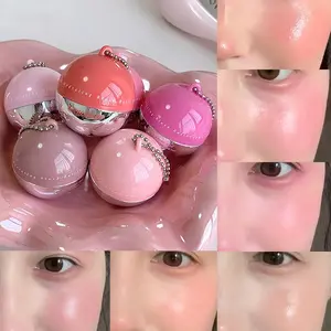 Shaqinuo Sheer Glow Blush Balls Balm for Natural Color, Hydrating Cheek Tint in Multiple Shades, Portable Shine Makeup with Reflective Packaging