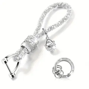 Women's Boujee Bling Alloy Crystal Keychain - 1pc Colorful Rhinestone Diamond Simulant Key Ring Strap with Sparkly Details, Car Key Decoration, Ideal Gift for Birthday, Christmas, Boujee Bling Keychains, Colorful Rhinestone Keychains