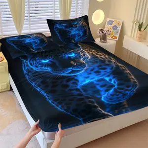 3-Piece Bedding Set Includes Soft Fitted Sheet & Two Pillowcases, Ideal for Home Hotel Room Decor, All-Season Gift, Bed Sheet Sets