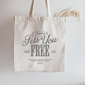 Truth Sets You Free John Bible Verse Tote Bag Christian Canvas Church Bag Trendy Bible Tote Faith Based Gift Gospel Bag Bible Study Bag