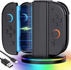 Switch 2 Charging Dock — A charging stand designed specifically for Nintendo Switch 2 accessory sets, featuring RGB lighting effects and supporting the simultaneous charging of up to 4 Switch 2 controllers. (Black)