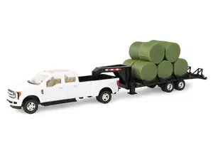 Ford F-350 Dually Pickup Truck w/ Gooseneck Trailer & 10 Bales 1:32 Scale Model - ERTL 46631