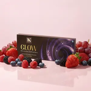 TAC Delights GLOW Chocolate for Men/Women (1 box of 6 serving bars ); 2.12 oz - Premium Milk Chocolate bar - Mixed Berry flavour -  Helps support a healthy, refreshed-looking glow.