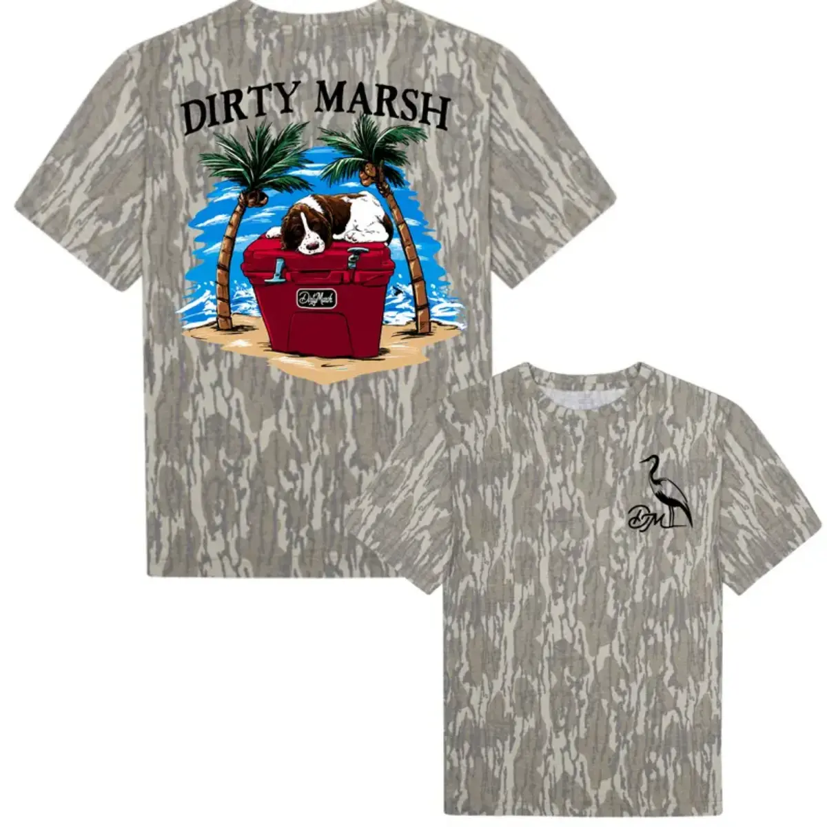 Men’s Bentley Coolin Washed Out Mossy Oak Camo Cotton T-Shirt - Dirty Marsh Outfitters Backshore Bottomland, Lightweight Outdoor Hunting Tee with Deer Forest Graphic, Fan Gift