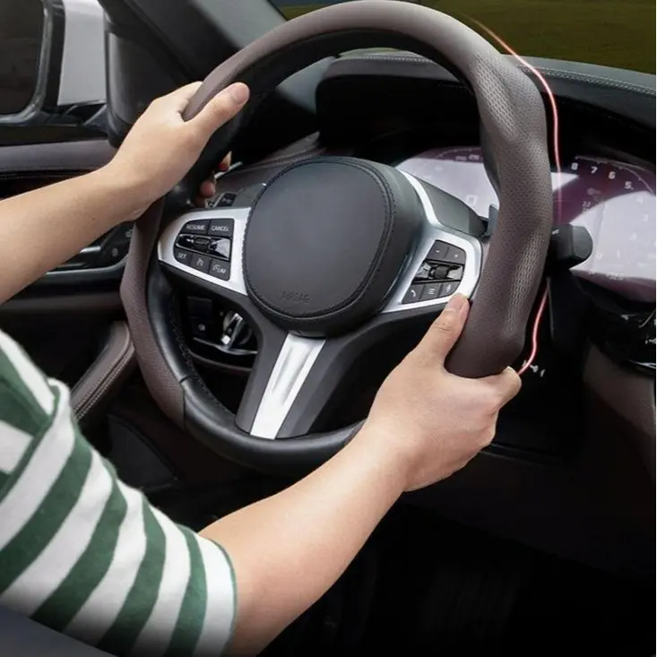 oft Perforated  Steering Wheel Wrap Universal Fit All Sedans SUVs, Sweat Resistant Hand Sew Car Steering Cover Interior Mod Parts leather car interior accessory upgrade premium quality soft protective design modern driver