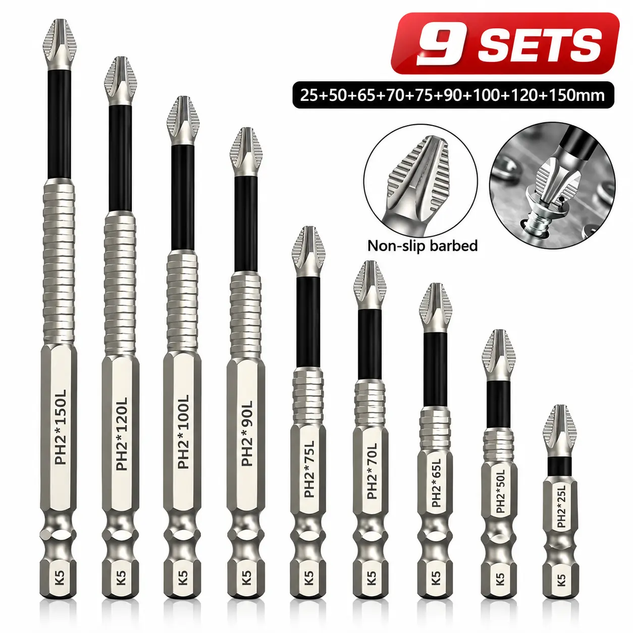 High-Strength Drill Bit Set, Impact-Resistant Non-Slip Driver Bits in Multiple Sizes, Electric Screwdriver & Power Tool Accessory Kit