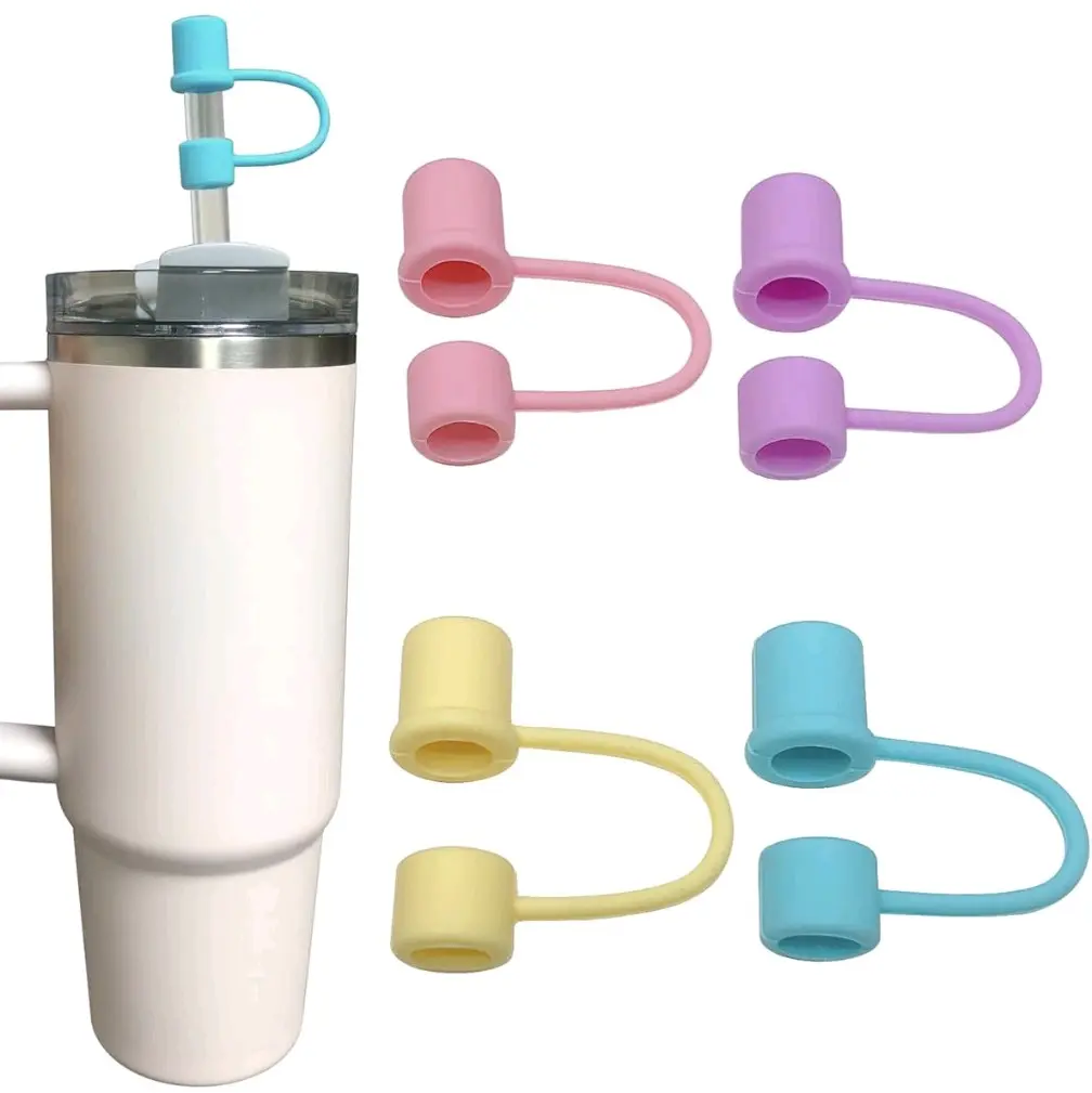 4-Pack Durable Silicone Straw Covers for Stanley Tumblers - 0.4in Dust-Proof Toppers for 30 & 40 oz Handled Cups, Reusable Drinkware Accessories, Durable Silicone Cover