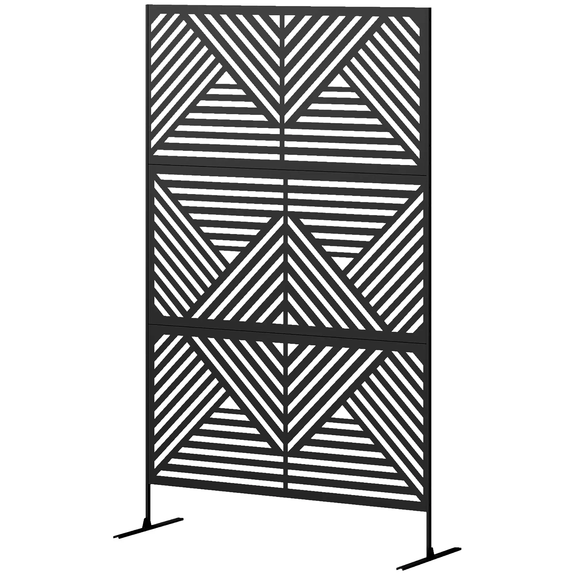 Black Rhombus Metal Outdoor Decorative Privacy Fence Screen with Stand, Climbing Plant Trellis for Home Garden Improvement