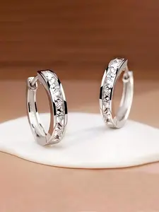 Fashionable Zircon Decorated Hoop Earrings, Lightweight Chunky Hoops, Fashion Jewelry for Party, Daily Clothing Decor, Trendy All-match & Exquisite Jewelry for Birthday Gift, Casual Trendy Jewelry