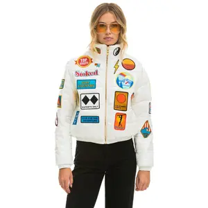 VINTAGE PATCH APRES PUFFER JACKET - WHITE GLOSSY