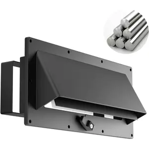 RV Exhaust Range Hood Vent Cover with Adjustable  Depth Locking Damper - Camper Stove Microwave Exterior Sidewall Ventilation Replacement Kit for Trailer Motorhome (Black)