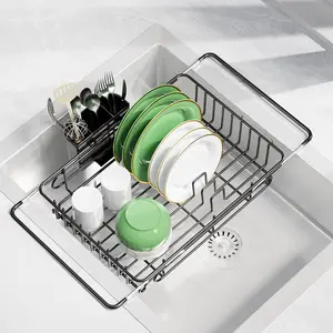 [New Deal] Expandable Dish Drying Rack for in-Sink, Over-Sink, and Counter Use, Dish Drainer with Removable Cutlery Holder, Space Saving & No Assembly Needed 10.5" W x 15" L
