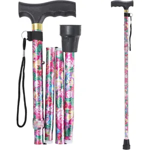 Walking Cane, Cane for Man/Woman |   Mobility & Daily Living Aids |   5-Level Height Adjustable Walking Stick |   Comfortable Plastic T-Handle Portable Walking Stick Folding Cane