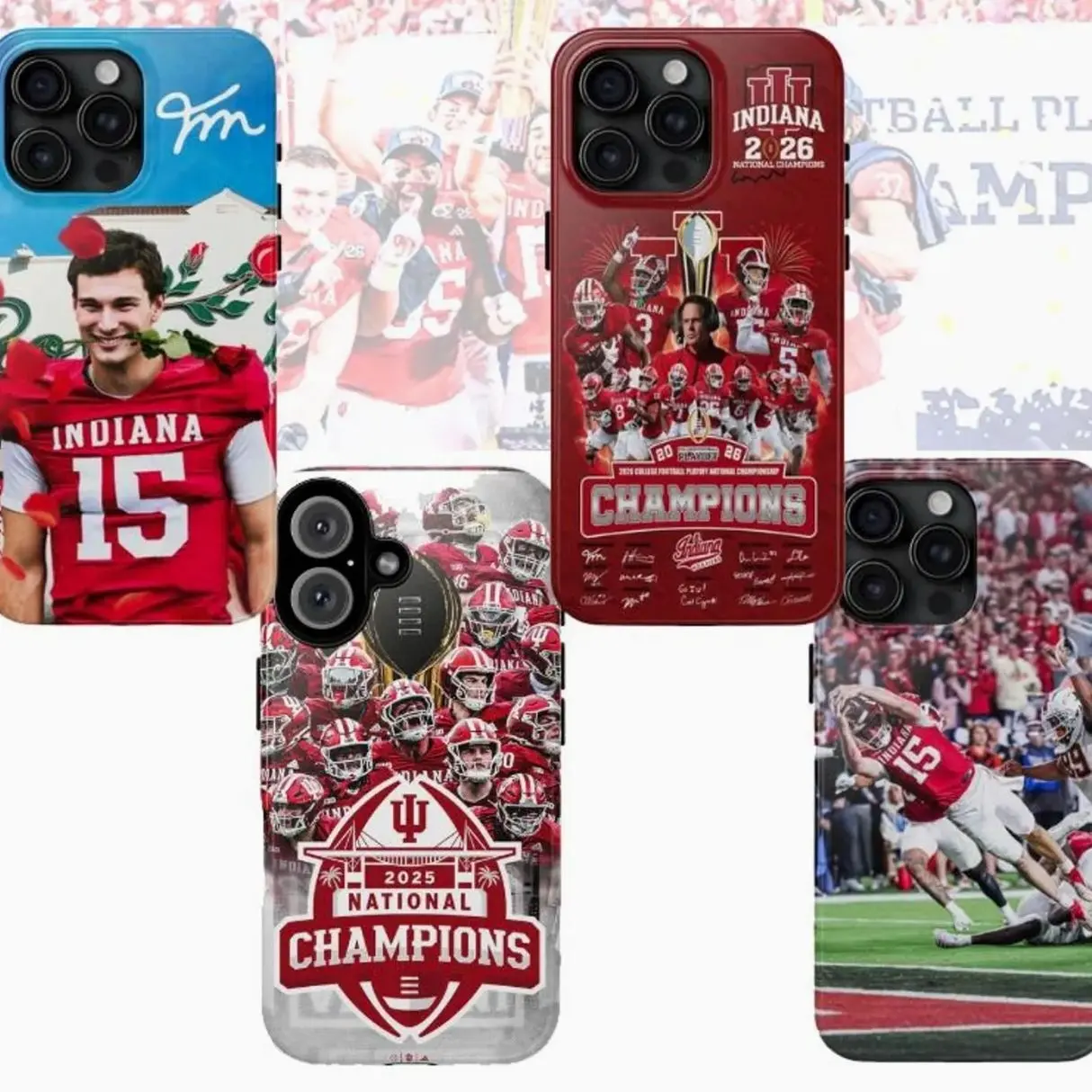 Indiana Football Champions iPhone Case, College Sports Gift AMOfor iPhone17 ProMax /16/15/14/13/12/11 Plus for Samsung phones, suitable for both men and women,