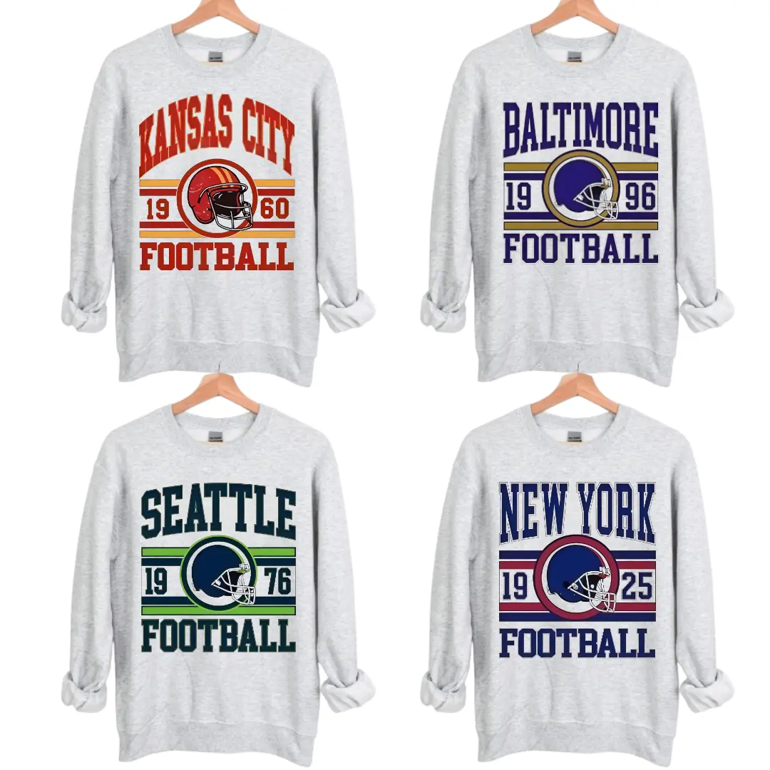Vintage Football All Team Sweatshirt Collection, ASH GREY Crewneck Sweatshirt, Hometown Football Game Day Pullover, Retro Football Throwback Graphic Shirt, Football Unisex Shirt, Gift For Fans