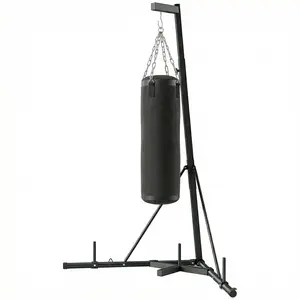 Drill free ceiling mount free boxing workout station easy movable layout ideal for apartment basement garage personal private fitness space arrangement