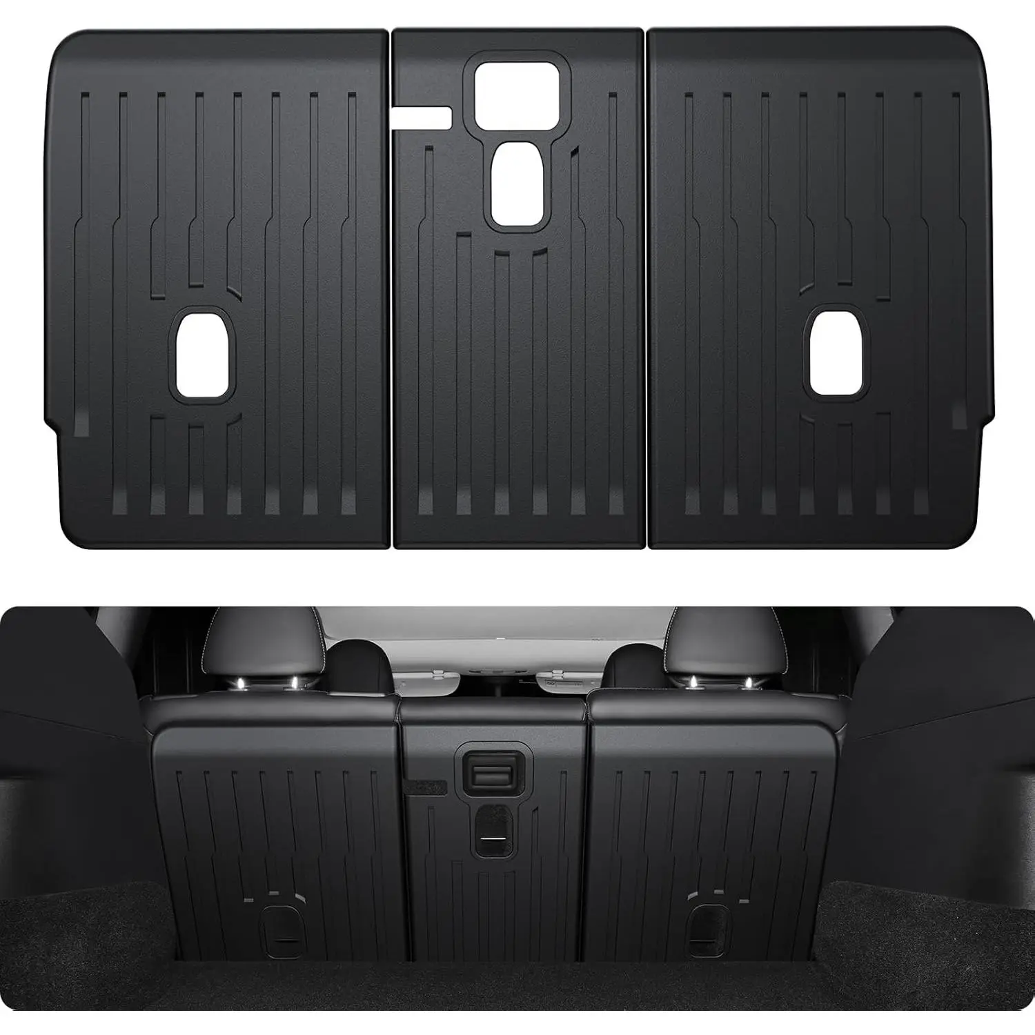 BASENOR 3PCS Tesla Model Y Second Row Seats Back Cover All Weather TPE Rear Back Seat Protector Waterproof Interior Backrest Cover Pet Mat [Proprietary Design] for 2024-2020 Model Y Accessories