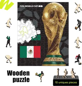 FIFA World Cup 2026 Mexico Poster Puzzle, Officially Licensed Trophy Wooden Puzzles for Adults, 200 Pieces Jigsaw Puzzle Gifts for Soccer Fans, Football Home Office Memorabilia,9.5 x 11.8 Inch outdoorfun