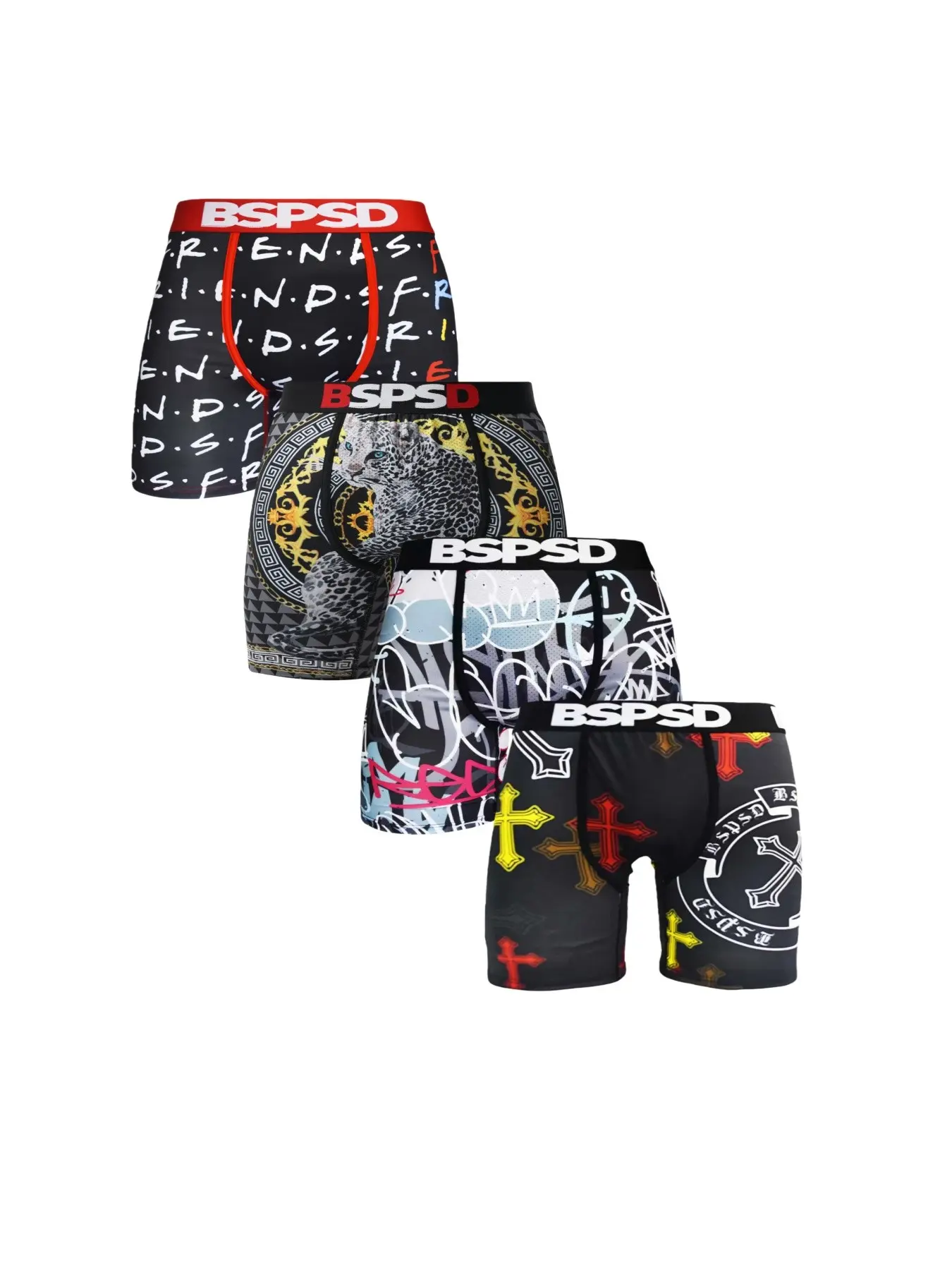 4Pcs Men's Underwear Boxers Breathable Moisture-Wicking Fabric Stretch Boxer Shorts Mens Boxer Briefs Fashion Print Mans Boxershort Comfortable Daily Wear & Active Use Ideal Gift Choice