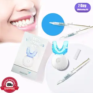 Powerful 35% Teeth Whitening Gel Kit with Blue Light Device & Shade Guide 7-Day Whitening Kit for Men & Women Includes Mouth Trays & Storage Case