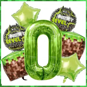 8pcs Pixel Style Number Balloons Set, Star Shaped Party Decorations, Ideal for Birthday Parties, Anniversary Celebrations, Event Decoration