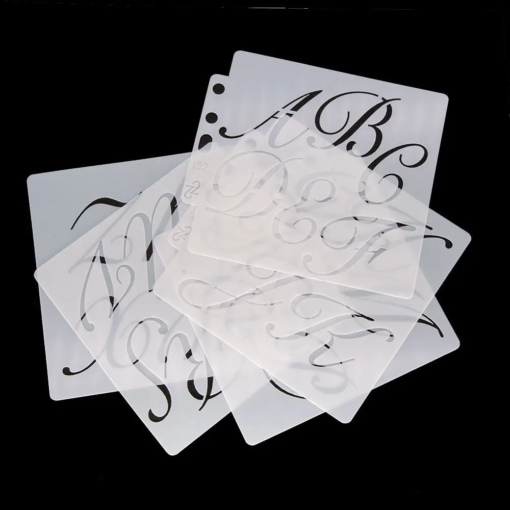 5-Piece Floral Calligraphy Letter Templates, Pre-Traced Lace Edges, Ideal for Tracing, Stenciling, and Cutting, Craft Supplies, Art Drawing Supplies