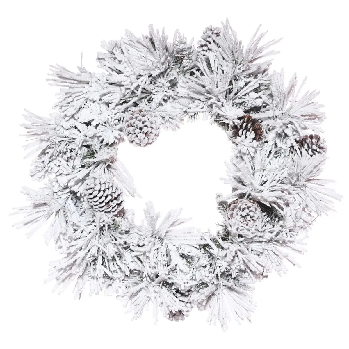 212 MAIN Lighted PVC Christmas Wreath, 36 in. Flocked Atka Green Pine with 156 Tips, Christmasornaments for Room Decorations & LED Lights Bedroom Festive Home Ornament, Flocked Christmas Decor