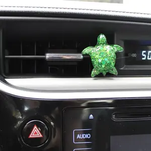 Green Sequin Turtle Car Vent Clip