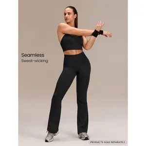 GLOWMODE 31" Ultrafine Soft Seamless Flow Without Limits High-Waisted Seamless Stretchy Wide Rib Paneling Flare Leggings Medium Impact Training Running Workout Gym Yoga Pilates Studio Daily Active Wear