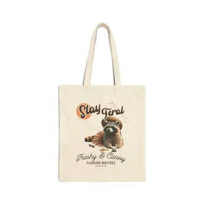 Stay Feral - Trashy & Classy - Raccoon Florida Native - 100% Cotton  Bag