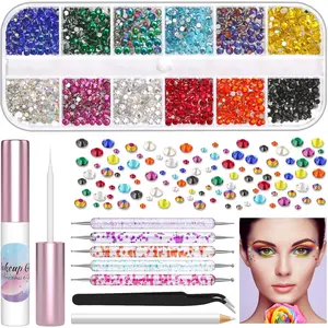 Face Makeup Glue Gum Spirit Adhesive with 3600Pcs Face Gems Eyes Jewels for Cosplay Costume, Cosmetic Glue Face Glue for Body Rhinestone Eye Glitter Fake Hair Wig Mustache Halloween SFX Makeup springtok