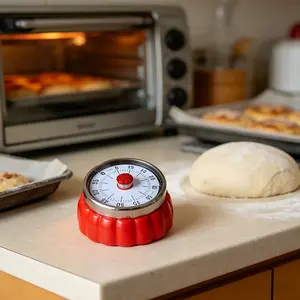 1pc Pumpkin-Shaped Mechanical Timer, Magnetic Base & Manual Winding - No Battery Needed, for Kitchen/Baking/Study/Office, ABS Visual Design, Adjustable Desk Alarm Clock, Magnetic Time Management Tool.