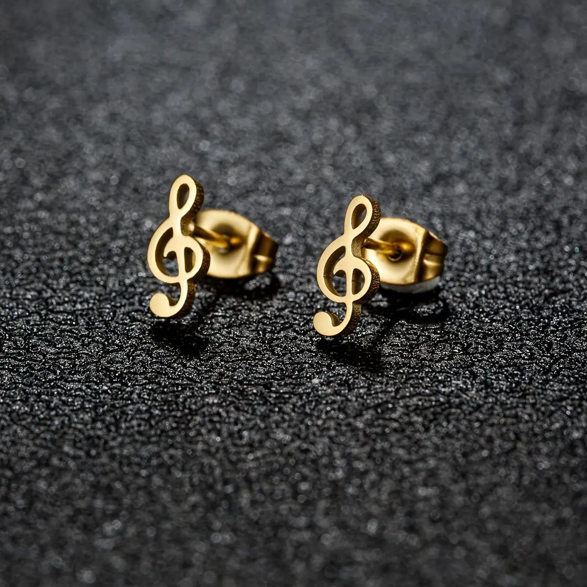 Women's 4-Pair Stainless Steel Mini Stud Earrings - Music-Inspired Music Note Design, Silver-Tone Metal Costume Jewelry, Affordable Gift, Music-Inspired Earrings