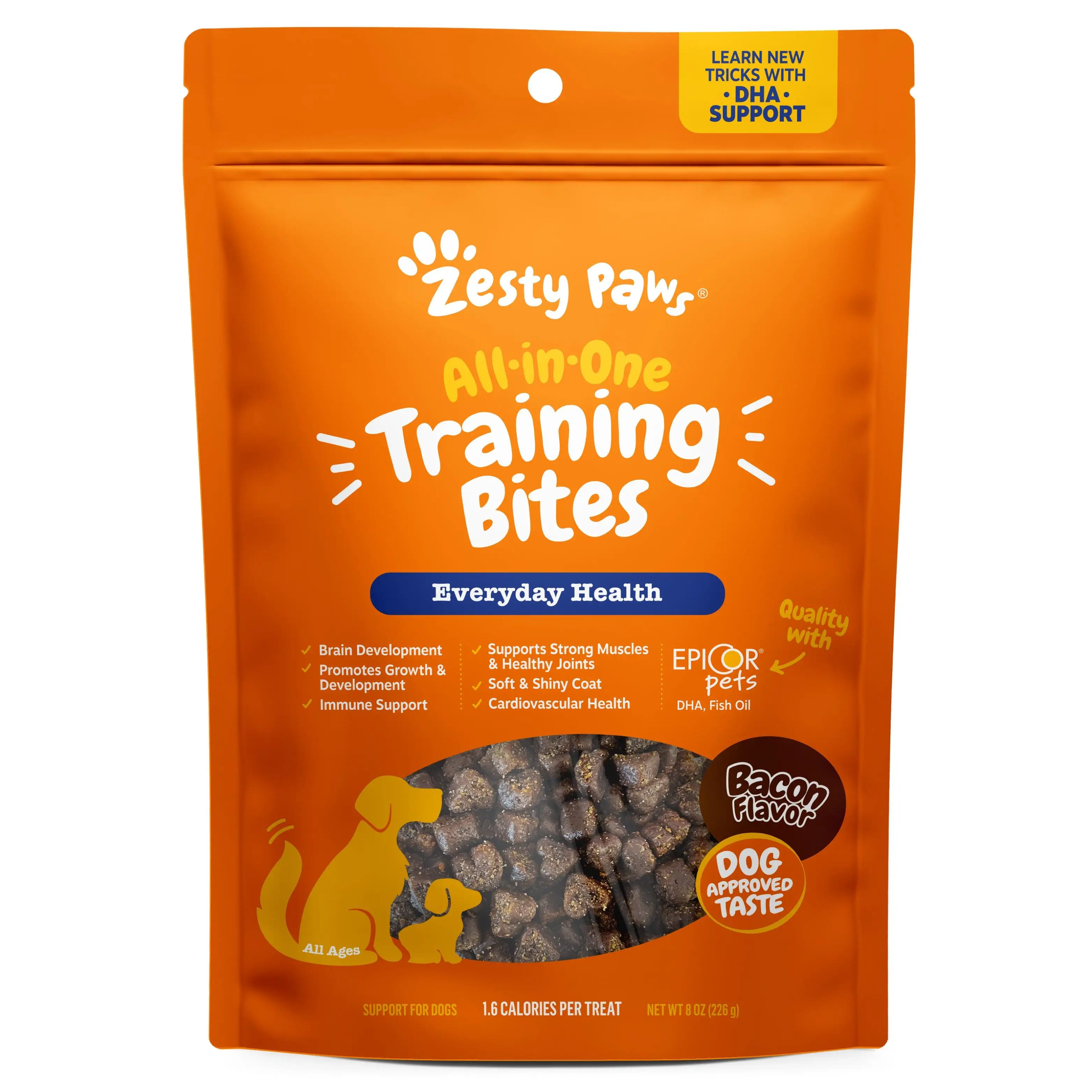 Zesty Paws All-in-One Training Bites for Puppies & Adult Dogs, Soft Chew Immune Support Dog Treats, Omega 3, 6 Fatty Acids for Dog Skin and Coat